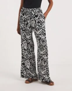 Mono Print Crinkle Wide Leg Trousers| Mono Print -Trendy Rae Sales y01gz536726w
