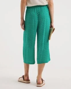 Green Geo Print Crinkle Culottes| Green Print -Trendy Rae Sales y01gz558719w