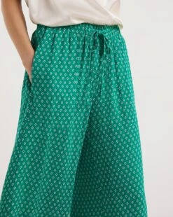 Green Geo Print Crinkle Culottes| Green Print -Trendy Rae Sales y01gz558722w