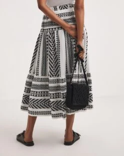 Mono Print Tiered Aztec Full Maxi Skirt| Mono Print -Trendy Rae Sales y01gz577728w