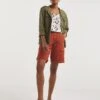 Rust Soft Stretch Cargo Detail Shorts| Rust