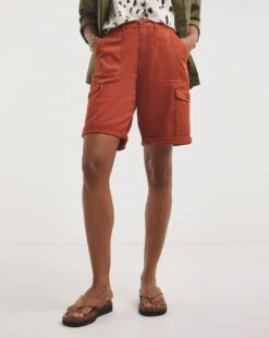 Rust Soft Stretch Cargo Detail Shorts| Rust -Trendy Rae Sales y01gz605722w