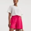 Pink Linen Mix Pleat Detail Shorts| Pink -Trendy Rae Sales y01gz612745w