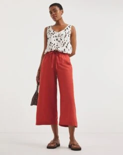 Cinnamon Linen Mix Wide Leg Culottes| Cinnamon