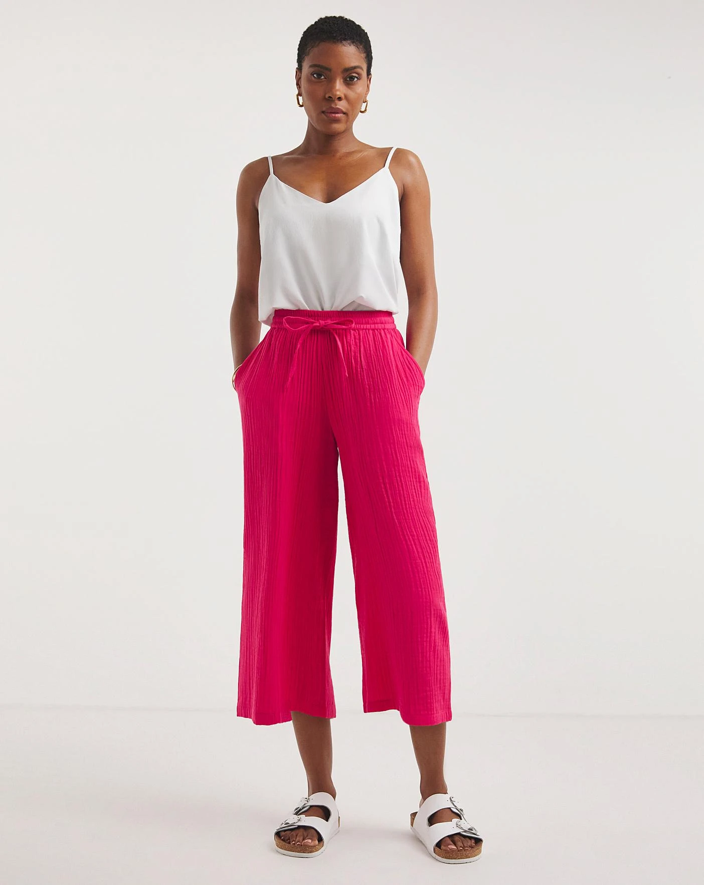 Watermelon Pink Soft Cotton Culottes| Watermelon 6 Watermelon Pink Soft Cotton Culottes| Watermelon - Image 4