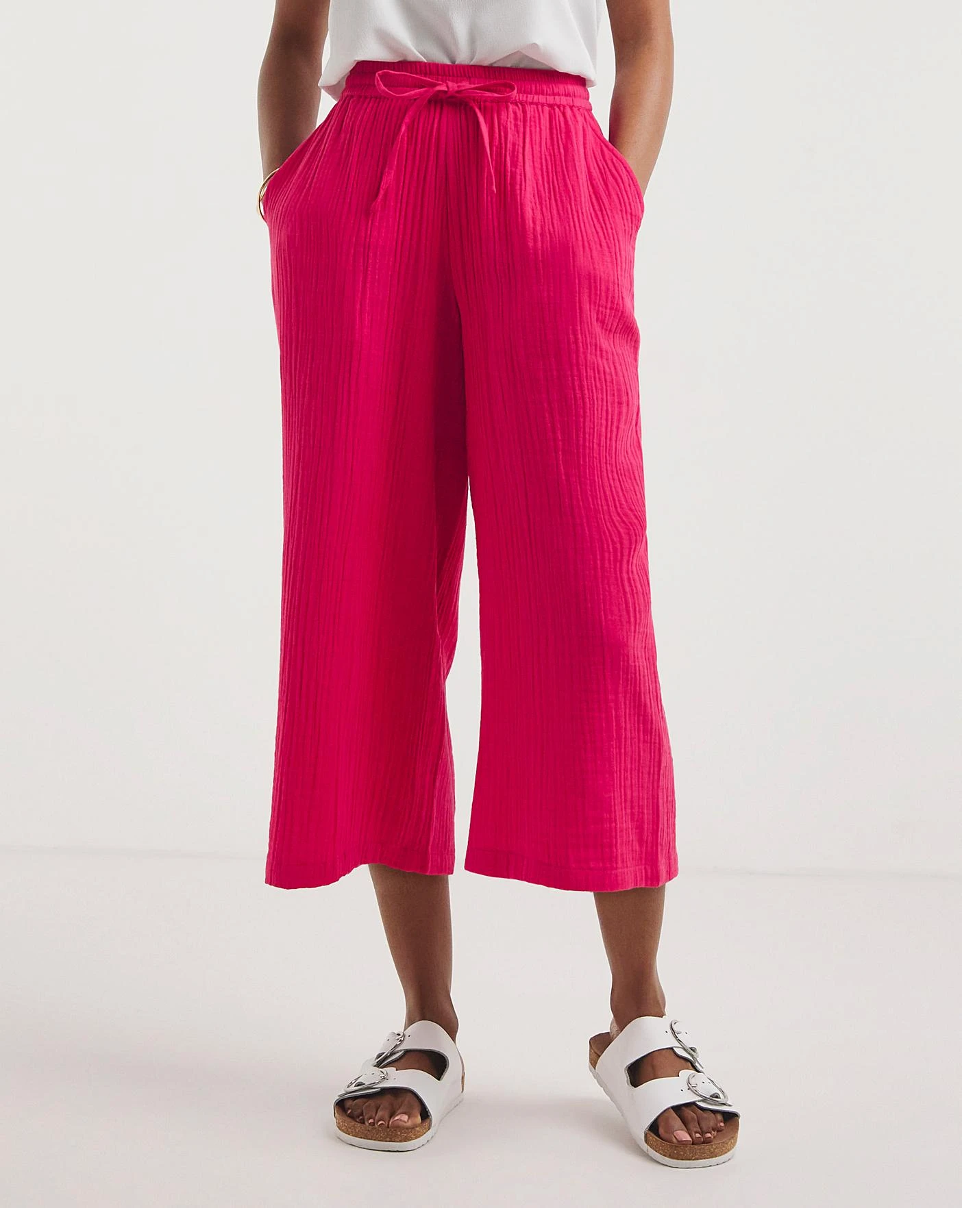 Watermelon Pink Soft Cotton Culottes| Watermelon 4 Watermelon Pink Soft Cotton Culottes| Watermelon - Image 2