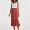 Cinnamon Crinkle Midi Skirt With Ladder Trim| Cinnamon -Trendy Rae Sales y01gz634739w
