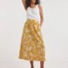 Yellow Print Linen Mix Maxi Skirt| Yellow Floral -Trendy Rae Sales y01gz641741w