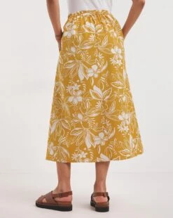Yellow Print Linen Mix Maxi Skirt| Yellow Floral 12 Yellow Print Linen Mix Maxi Skirt| Yellow Floral -Trendy Rae Sales y01gz641742w