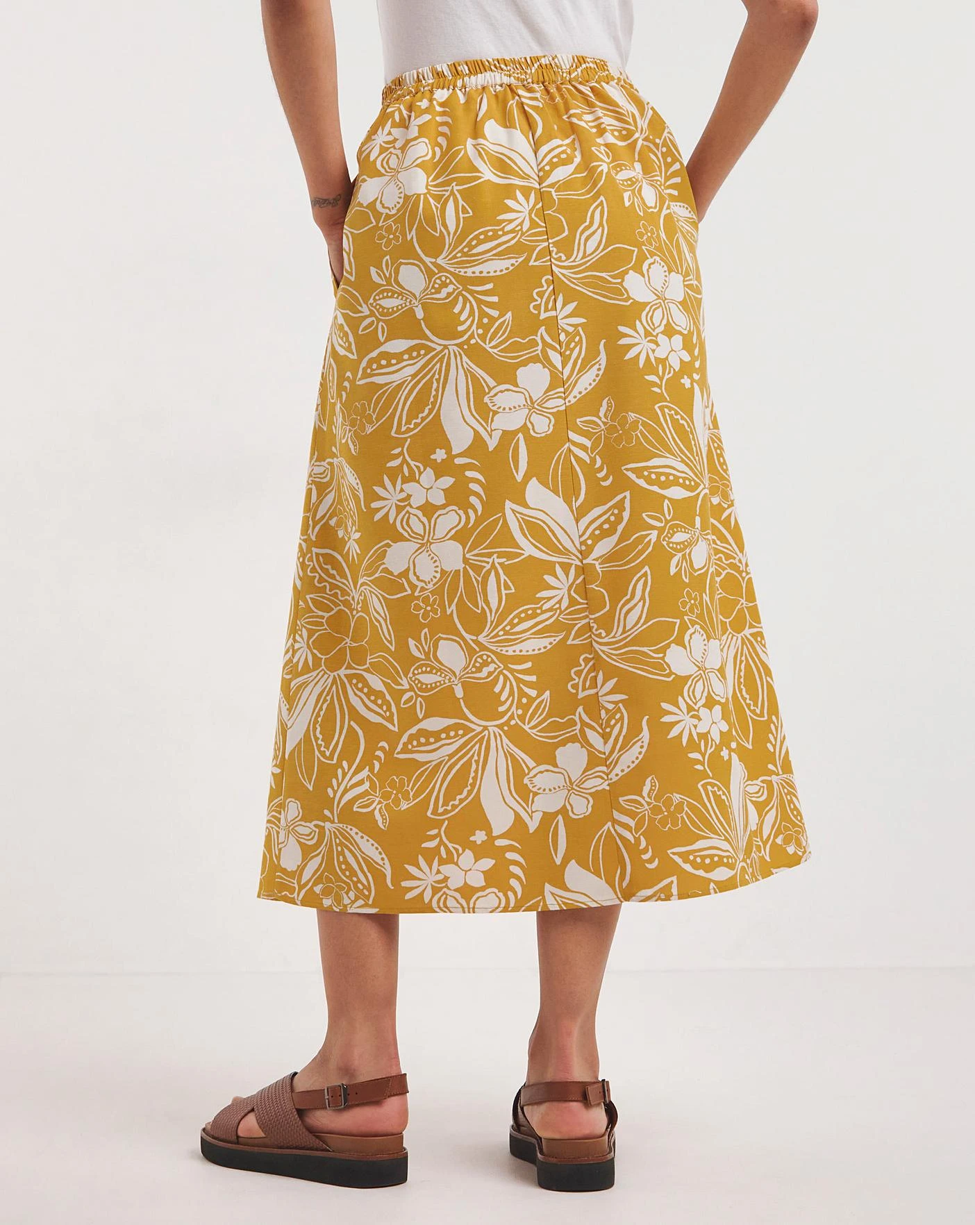 Yellow Print Linen Mix Maxi Skirt| Yellow Floral 7 Yellow Print Linen Mix Maxi Skirt| Yellow Floral - Image 5