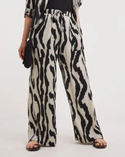 Zebra Print Crinkle Wide Leg Trousers| Zebra 9 Zebra Print Crinkle Wide Leg Trousers| Zebra -Trendy Rae Sales y01gz655756w