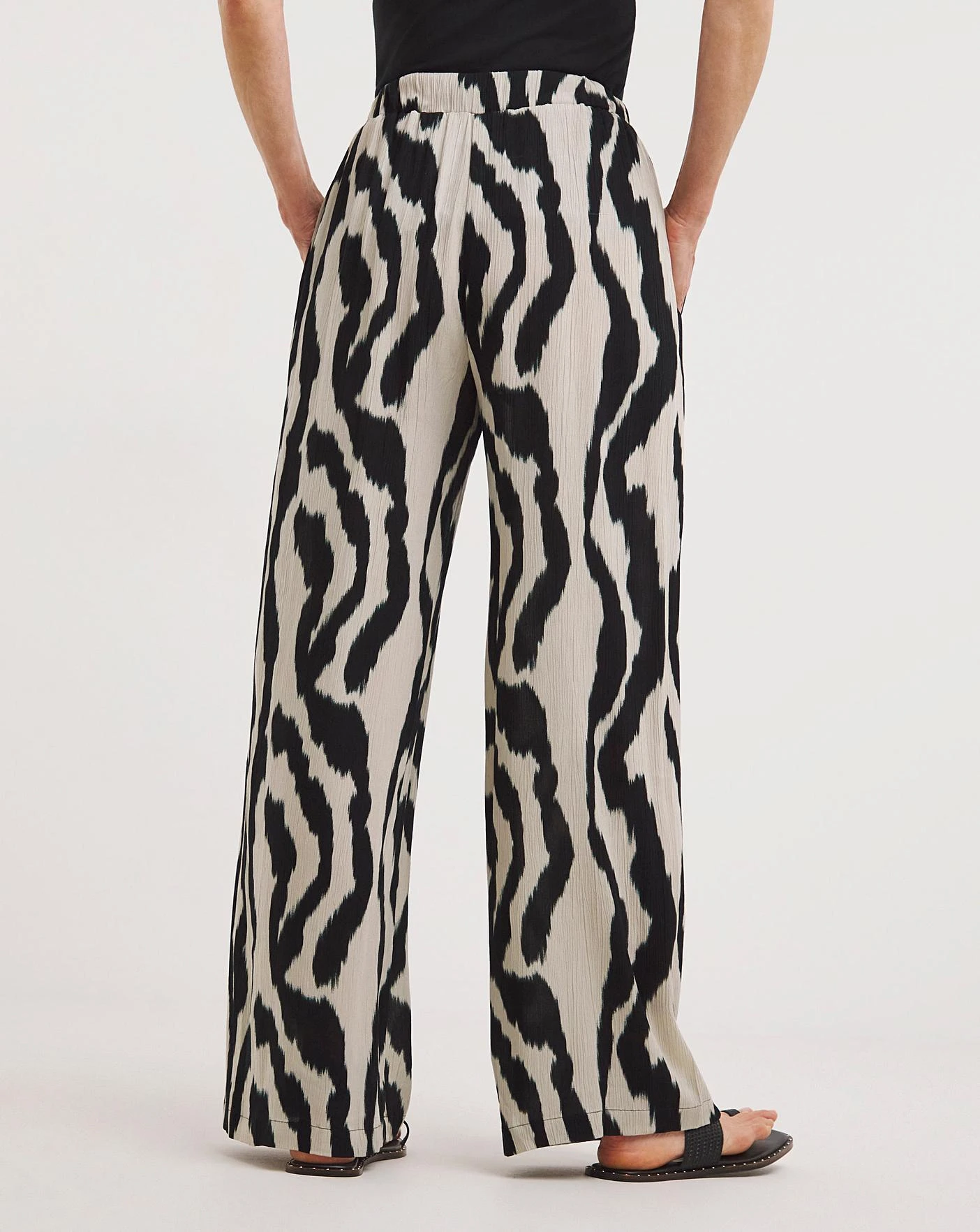 Zebra Print Crinkle Wide Leg Trousers| Zebra 4 Zebra Print Crinkle Wide Leg Trousers| Zebra - Image 2