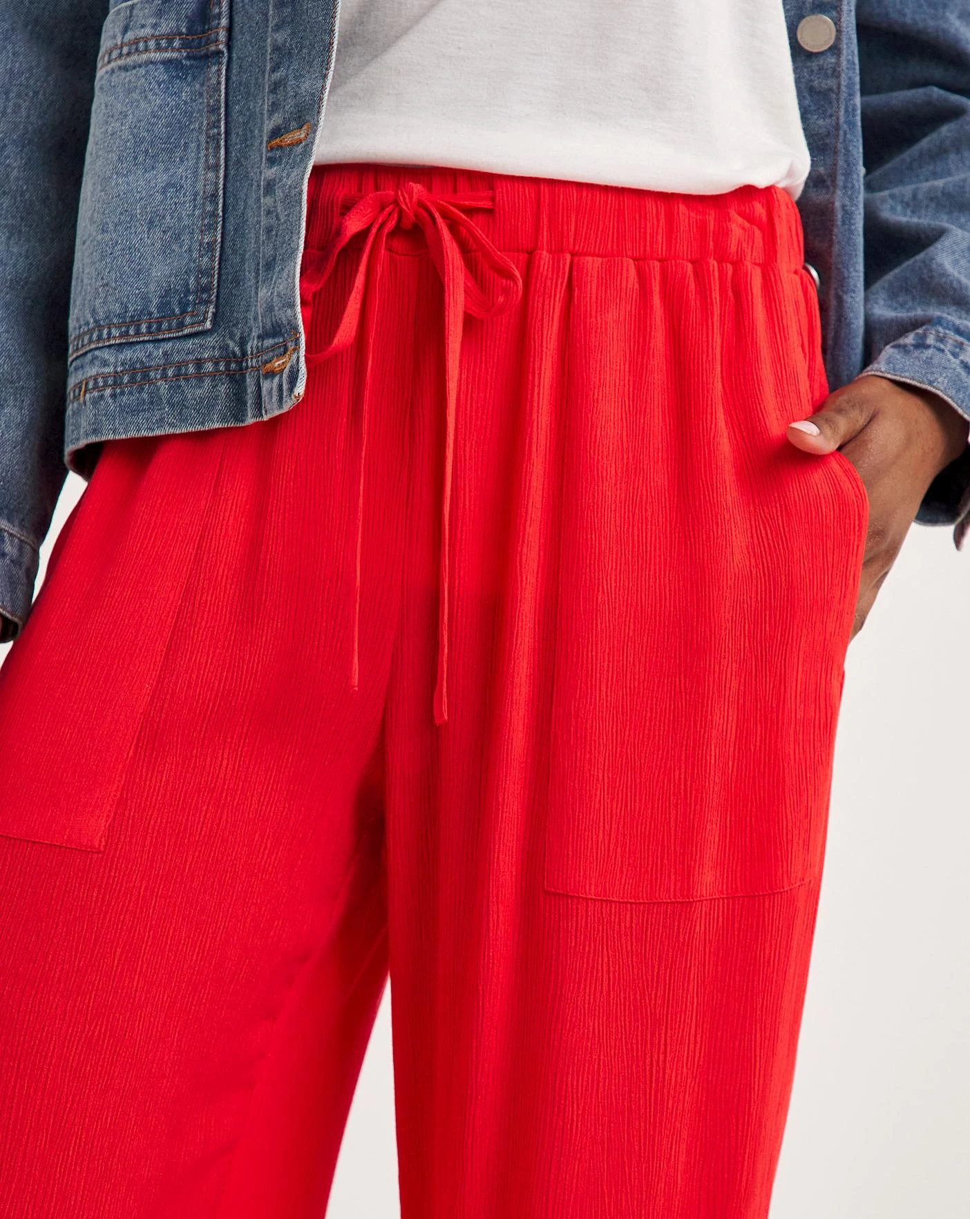 Raspberry Crinkle Wide Leg Trousers| Raspberry 4 Raspberry Crinkle Wide Leg Trousers| Raspberry - Image 2