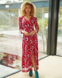 Joe Browns Savannah Boho Maxi Dress| Red Multicolour