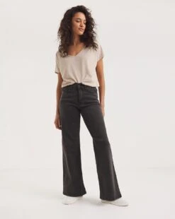 24/7 Washed Black Wide Leg Jeans Made With Organic Cotton| Washed Black