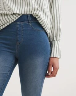 Amber Mid Blue Pull On Skinny Jeggings| Mid Blue -Trendy Rae Sales y01nb629735w