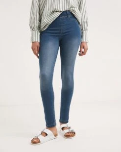 Amber Mid Blue Pull On Skinny Jeggings| Mid Blue -Trendy Rae Sales y01nb629738w