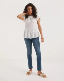 Bella Mid Blue Pull On Slim Leg Jeggings| Mid Blue