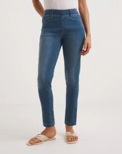 Bella Mid Blue Pull On Slim Leg Jeggings| Mid Blue -Trendy Rae Sales y01nb664736w
