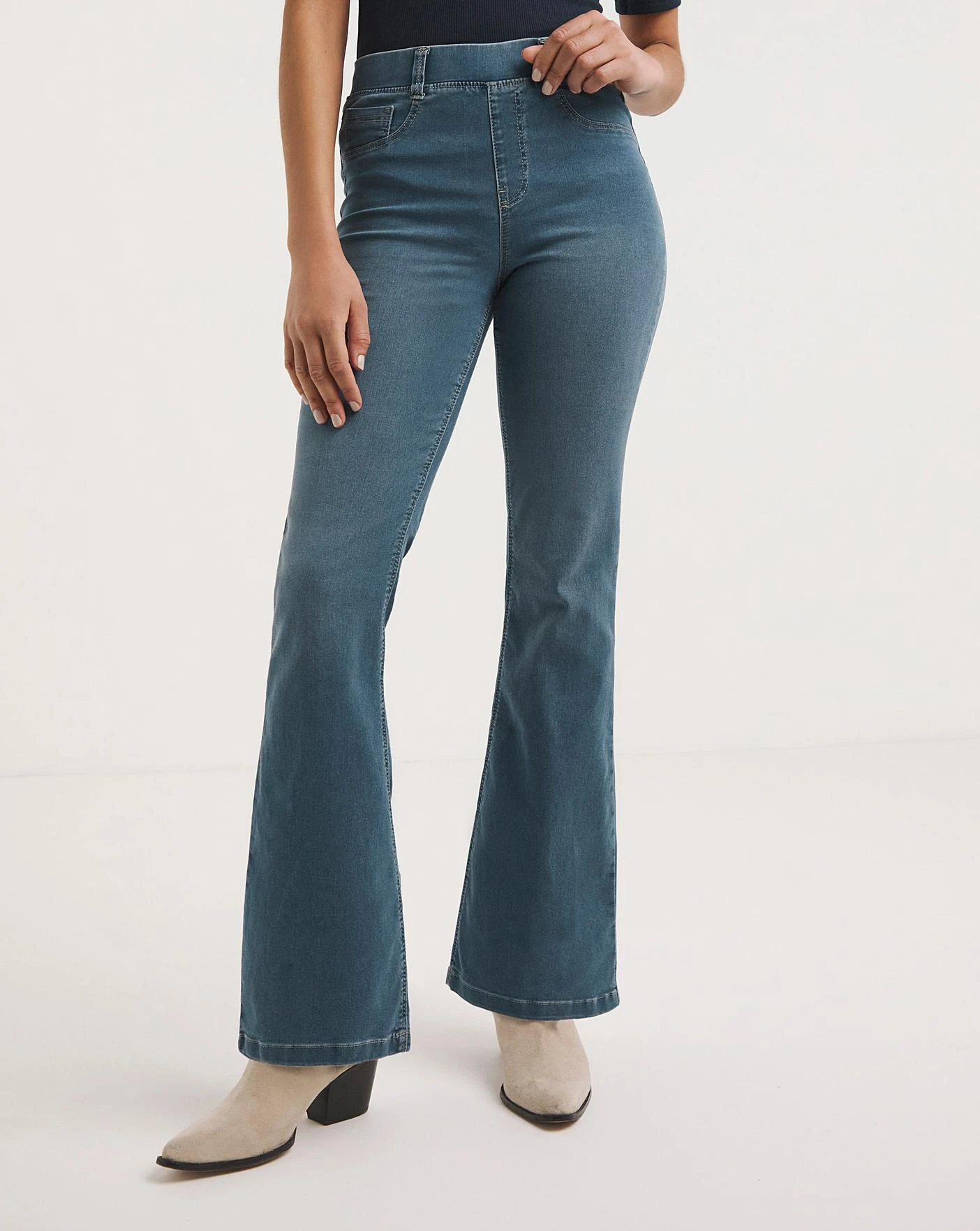 Erin Mid Blue Pull On Bootcut Jeggings| Mid Blue 7 Erin Mid Blue Pull On Bootcut Jeggings| Mid Blue - Image 5