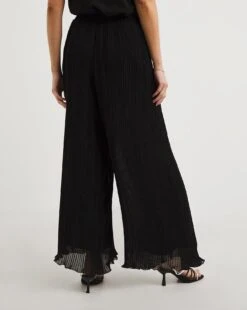 Joanna Hope Pleated Palazzo Chiffon Trouser| Black -Trendy Rae Sales y01ow531955w