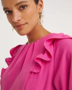 Joanna Hope Frill Shoulder Dress| Pink -Trendy Rae Sales y01ow725741w