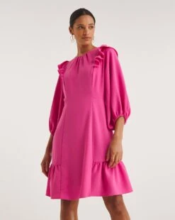 Joanna Hope Frill Shoulder Dress| Pink -Trendy Rae Sales y01ow725743w