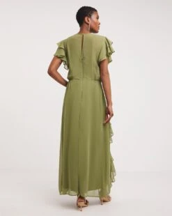 Joanna Hope Ruffle Maxi Dress| Khaki -Trendy Rae Sales y01ow846722w