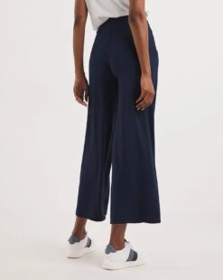 Navy/Printed 2 Pack Of Wide Leg Jersey Stretch Trousers| Navy/Print -Trendy Rae Sales y01pc235740w