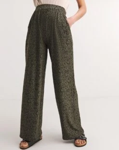 Printed Soft Touch Jersey Straight Leg Trousers| Khaki Print 8 Printed Soft Touch Jersey Straight Leg Trousers| Khaki Print -Trendy Rae Sales y01pc274705w