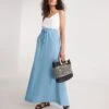 Easy Care Linen Mix Maxi Skirt| Cornflower Blue