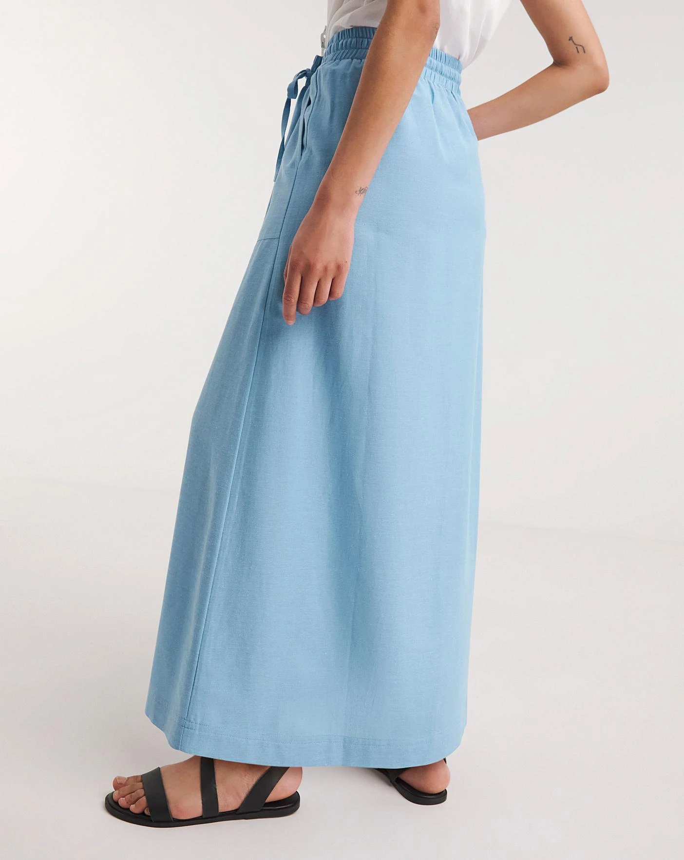Easy Care Linen Mix Maxi Skirt| Cornflower Blue 4 Easy Care Linen Mix Maxi Skirt| Cornflower Blue - Image 2