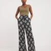 Spun Viscose Pull On Wide Leg Trouser| Mono Print