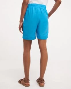Easy Care Linen Mix Knee Length Shorts| Blue -Trendy Rae Sales y01pc353722w