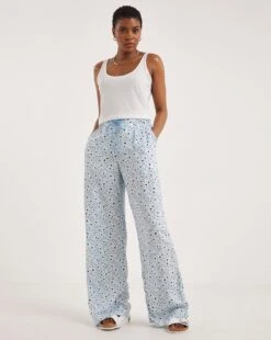 Spun Viscose Pull On Wide Leg Trouser| Blue Print