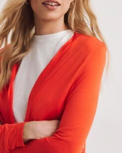 Red Long Sleeve Edge To Edge Jersey Cardigan| Red -Trendy Rae Sales y01qb388737w