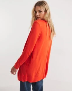 Red Long Sleeve Edge To Edge Jersey Cardigan| Red -Trendy Rae Sales y01qb388738w