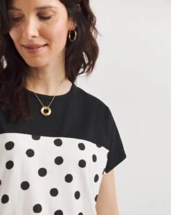 Mono Spot Value Cotton Colour Block Yoke Short Sleeve Top| Mono Spot -Trendy Rae Sales y01qb592751w