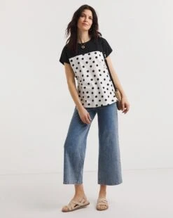 Mono Spot Value Cotton Colour Block Yoke Short Sleeve Top| Mono Spot -Trendy Rae Sales y01qb592752w