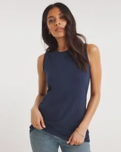 Navy Basic Cotton Tank Top Vest| Navy