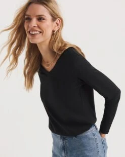 3 Pack Black V-Neck Long Sleeve Tops| Black -Trendy Rae Sales y01qb956954w