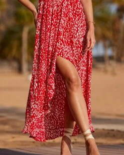 Sosandar Bardot Crinkle Wrap Skirt Dress| Red Multicolour 10 Sosandar Bardot Crinkle Wrap Skirt Dress| Red Multicolour -Trendy Rae Sales y01re082615s