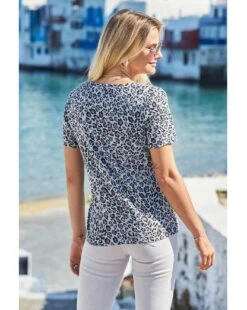 Sosandar Leopard Print Premium Top| Grey Multicolour -Trendy Rae Sales y01re085503s