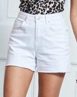 Sosandar Raw Edge Denim Shorts| White -Trendy Rae Sales y01re095502s