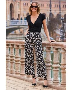 Sosandar Animal Print Culotte| Brown Multi-coloured