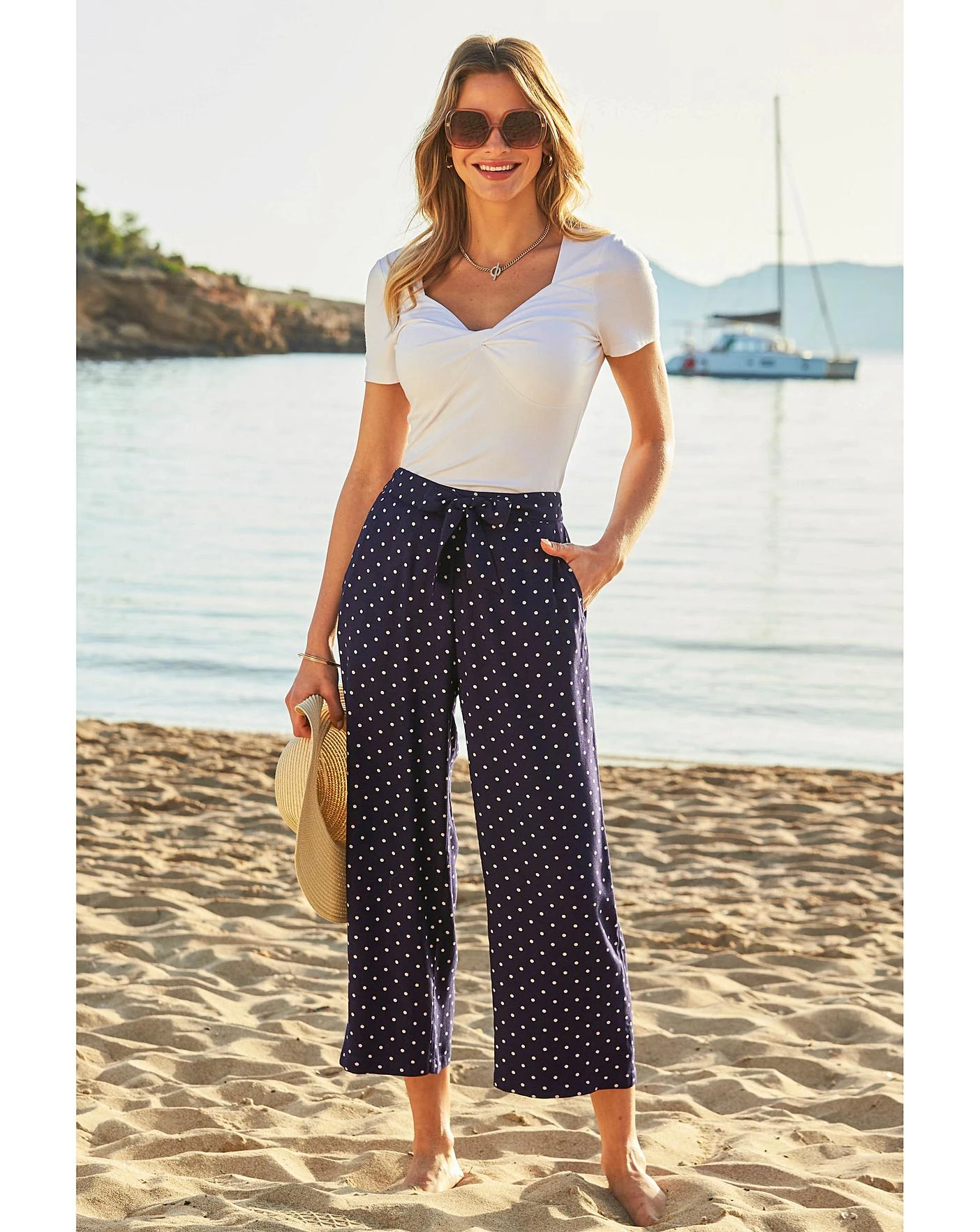Sosandar Spot Cropped Culotte| Navy 3 Sosandar Spot Cropped Culotte| Navy