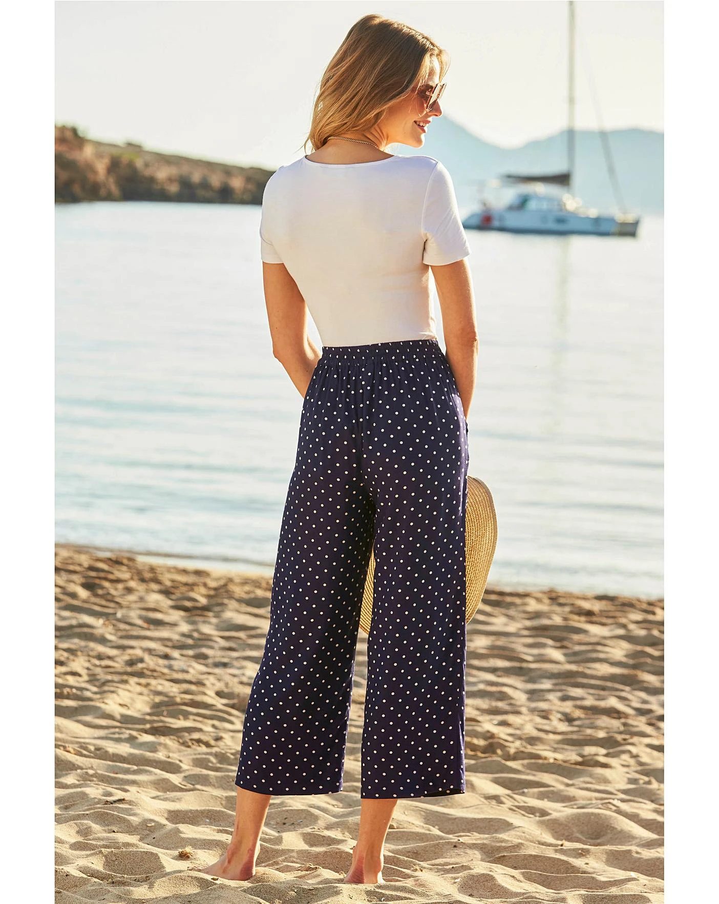 Sosandar Spot Cropped Culotte| Navy 4 Sosandar Spot Cropped Culotte| Navy - Image 2