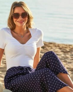 Sosandar Spot Cropped Culotte| Navy 8 Sosandar Spot Cropped Culotte| Navy -Trendy Rae Sales y01re111503s