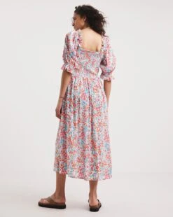 Shirred Bodice Dress With Puff Sleeve| Multi Coloured Floral -Trendy Rae Sales y01rn606747w