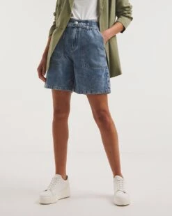 Mid Wash Mix Denim Cargo Short| Mid Wash -Trendy Rae Sales y01tt090727w